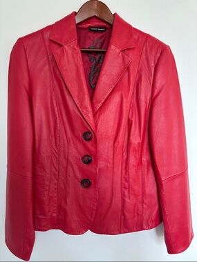 Gerry Weber Vibrant Red Leather Blazer